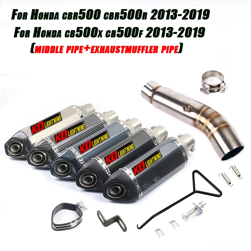

Motorcycle Middle Pipe Exhaust Muffler Tube Set System for Honda CBR500R CB500X CB500F CBR500 2013 2014 2015 2016 2017 2018 2019