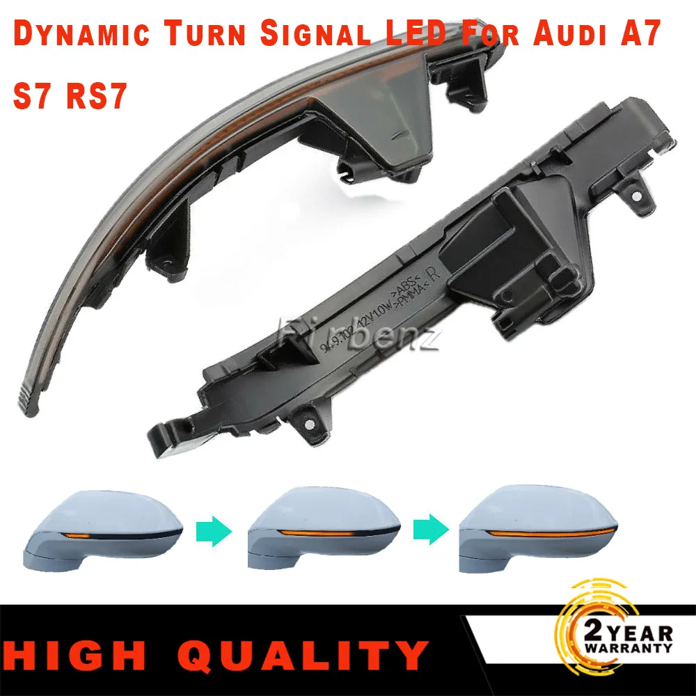 

2Pcs Dynamic Turn Signal LED Side Wing Rearview Mirror Sequential Indicator Blinker Repeater Light For Audi A7 S7 RS7 4G8 10-17