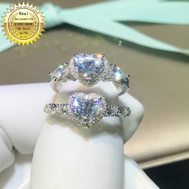 18K goldr ring 1ct D VVS moissanite ring Engagement&Wedding Jewellery with certificate 014