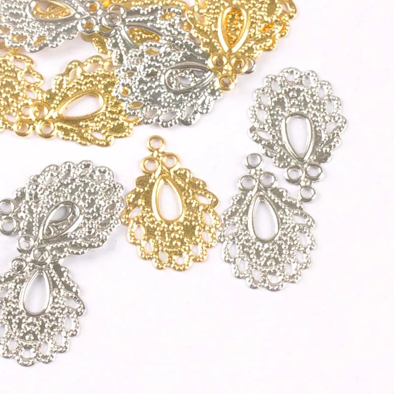 19x12.5mm Gold/Silver Antique Filigree Wraps Flower Connectors for Jewelry Findings Making Scrapbooking Metal Crafts ykl0778