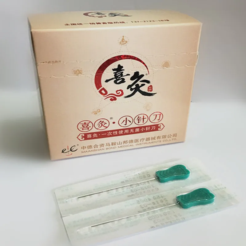 EACU Disposable sterile acupuncture needles plastic handle blade flat edge knife needle acupotomy needle 50 pcs /pack