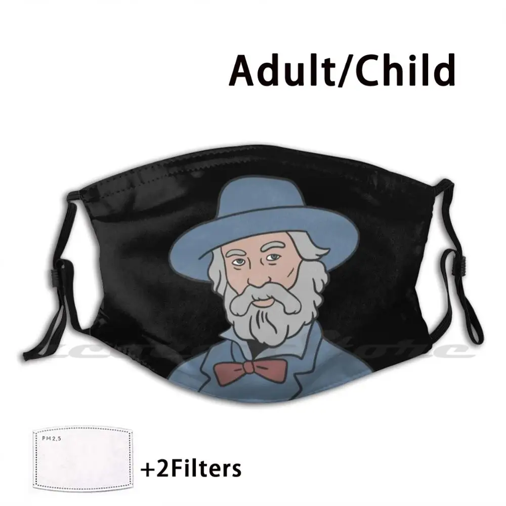 

Walt Whitman Pattern Mask Adult Child Washable Pm2.5 Filter Logo Creativity Walt Whitman Quote Walt Whitman Hemingway