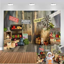 Kitchen FARM FRESH Ingredients Wooden Floor Baby Portrait Photography Backdrops Photo Backgrounds Chef Cooking Photocall Studio