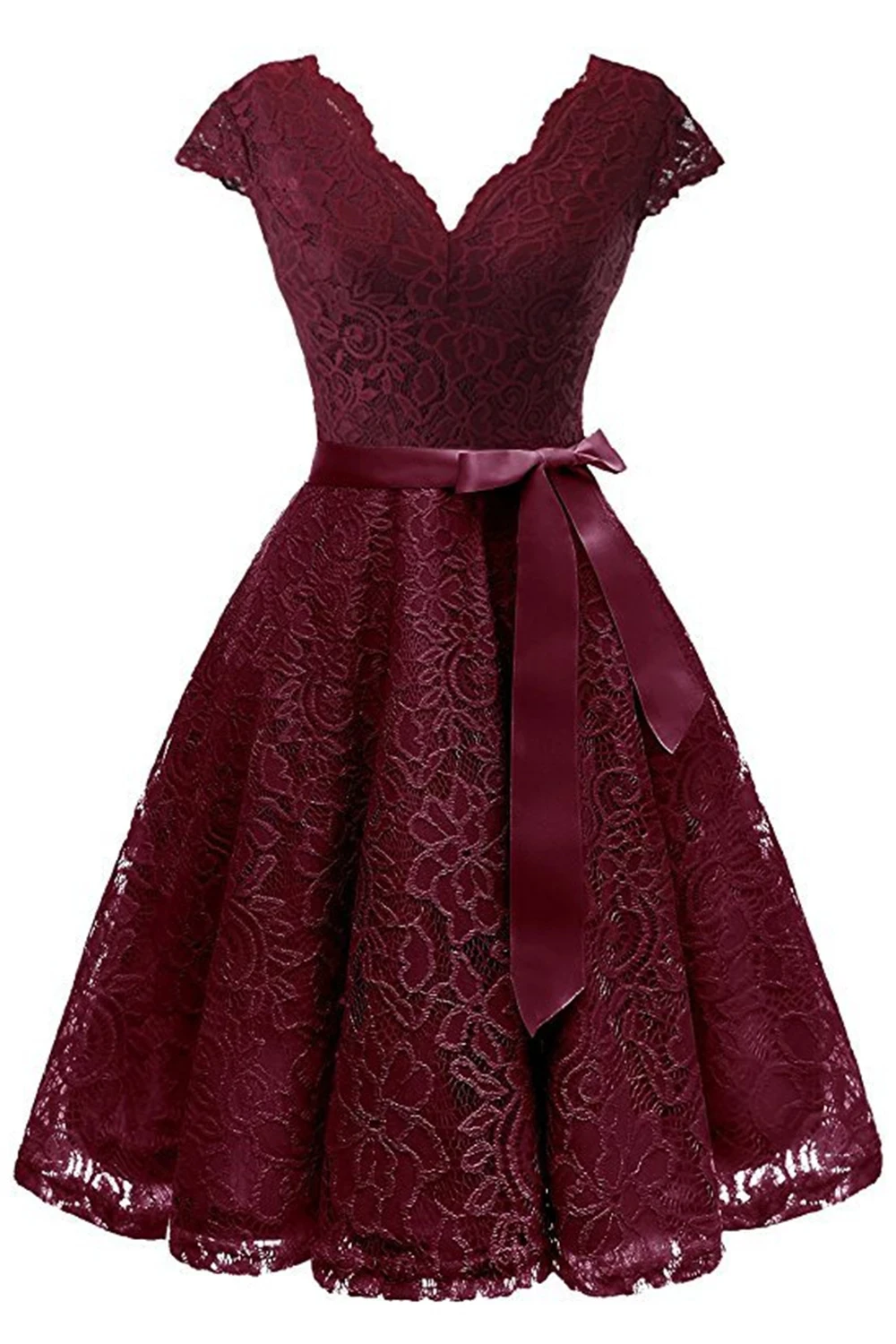 Roze Kant Cocktail Jurken Knie Lengte V-hals Elegant Korte Party Afstuderen Vrouwen Prom Dress Robe De Soiree 2021