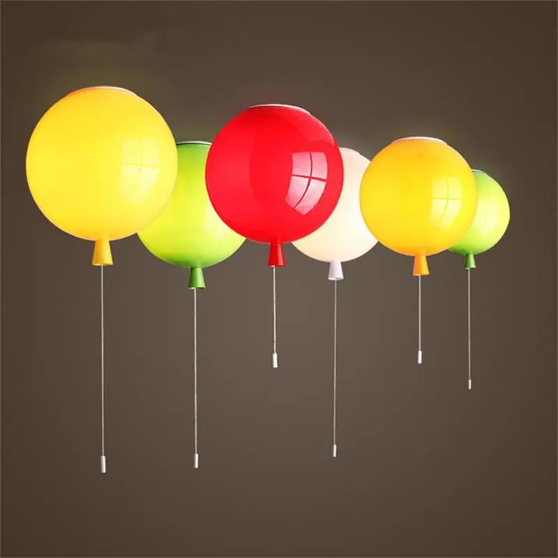Kids Cartoon Balloon LED Ceiling Light Rope Pull Switch Hanginglamp School Shop Kindergarten Children\'s Room Plafonnier Lighting