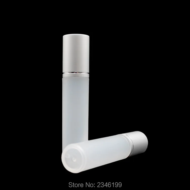 50pcs 10ML Roll on Bottle Silver Lid Steel Bead Ball Empty Perfume Cosmetic Packaging Matte Frost Plastic Roller Bottle