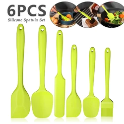 6Pcs Nonstick Silicone Spatula Set Heat Resistant Cream Spatula Scraper Spoon Brush With Stainless Steel Core Kitchen Utensils