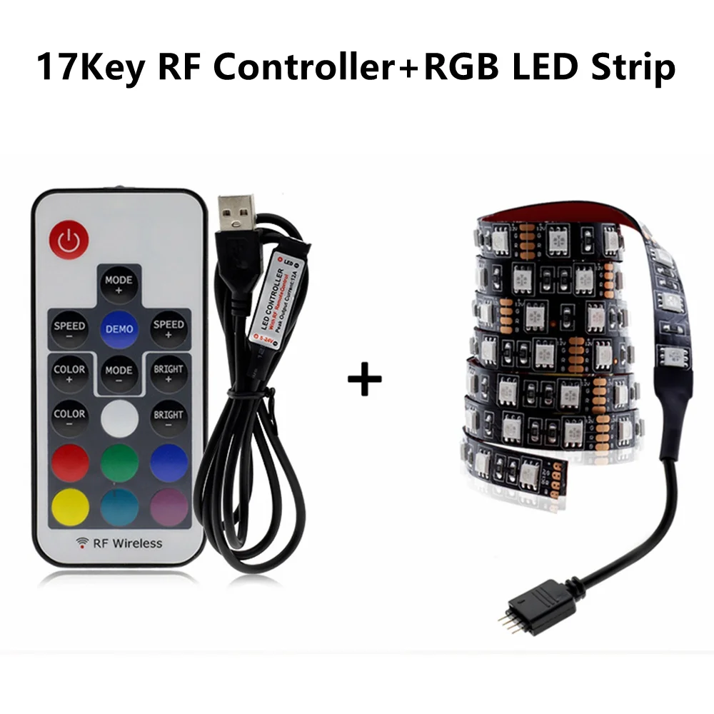 Imagem -04 - Usb Led Strip 5v Smd5050 Rgb Mutável Led tv Iluminação de Fundo 50cm 1m 2m 3m 4m 5m Faça Você Mesmo Luz Led Flexível