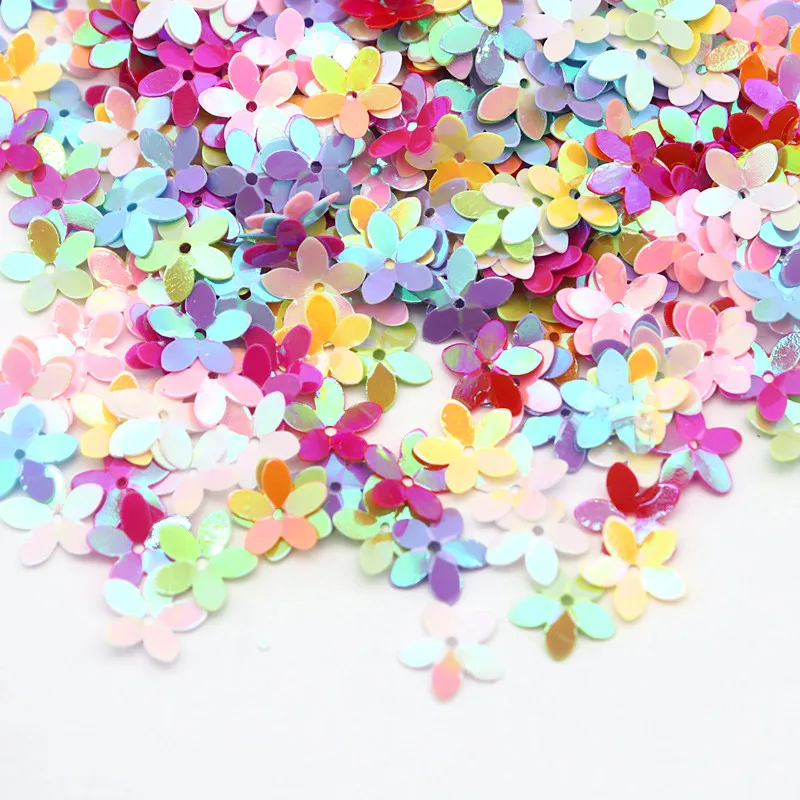 10mm 10g Five-Leaf Flower-Shaped PVC Bulk Mixed Sequined Star Glitter Sewing Clothing DIY Home Decoration Accessories Crafts