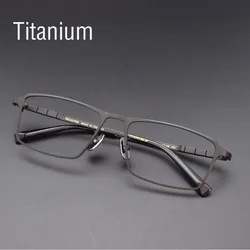 Pure Titanium Glasses Frame Men Titanium Alloy Prescription Eyeglasses Silver Super Light Spectacles Optical Glasses Frame