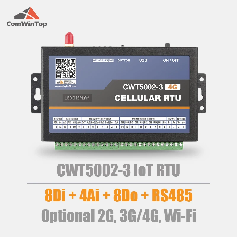 CWT5002-3 8DI 4AI 8Do Rs485 Modbus Rtu Gsm Gprs 4g Wi-Fi Rtu Gateway With Cloud Service