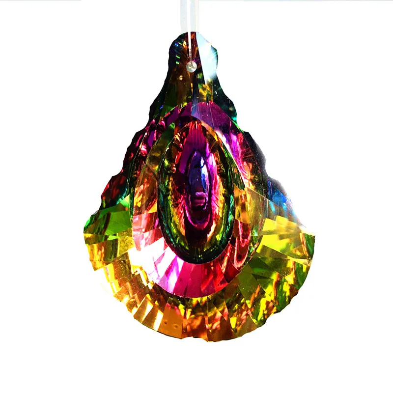 

Top 10pcs Rainbow K9 Crystal Glass Shell Shape Pendants Vintage Home Deco Wedding Party minia turas Feng Shui Suncatcher Hanging