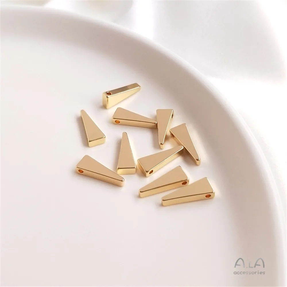 14K Gold Plating Diy accessories three-dimensional triangle side hole pendant necklace earrings pendant handmade accessories view 2