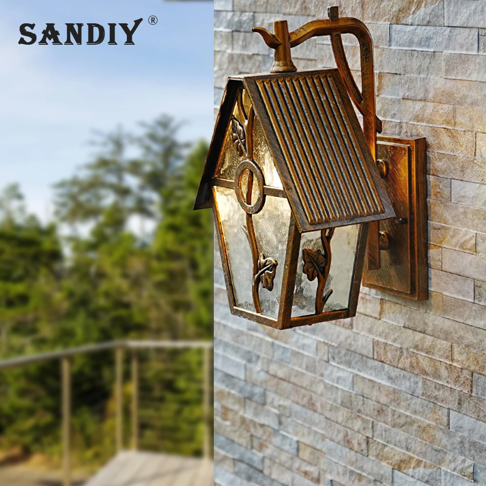 

SANDIY Novelty Wall Lamps Outdoor Led Porch Light Waterproof IP65 Cottage Shape Sconce Creative Outside Lightings Fixture 220V