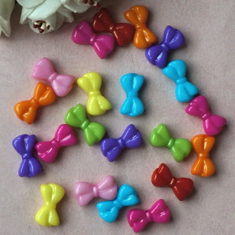 30Pcs 18*10mm Colorful Straight Hole Acrylic Bow Shape Beads For Jewelry Making DIY Bracelet Necklace Accessories