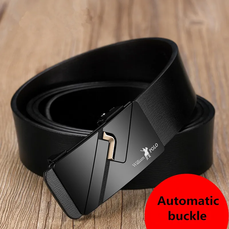 Willampolo-Cinturón de piel auténtica para hombre, cinturón coreano de ocio con hebilla automática, cinturón de cuero de vaca juvenil