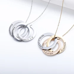 Personalized Name Necklace Gold Plated Stainless Steel Necklaces Child Name Pendant Russian Ring Necklace Custom Jewelry Women
