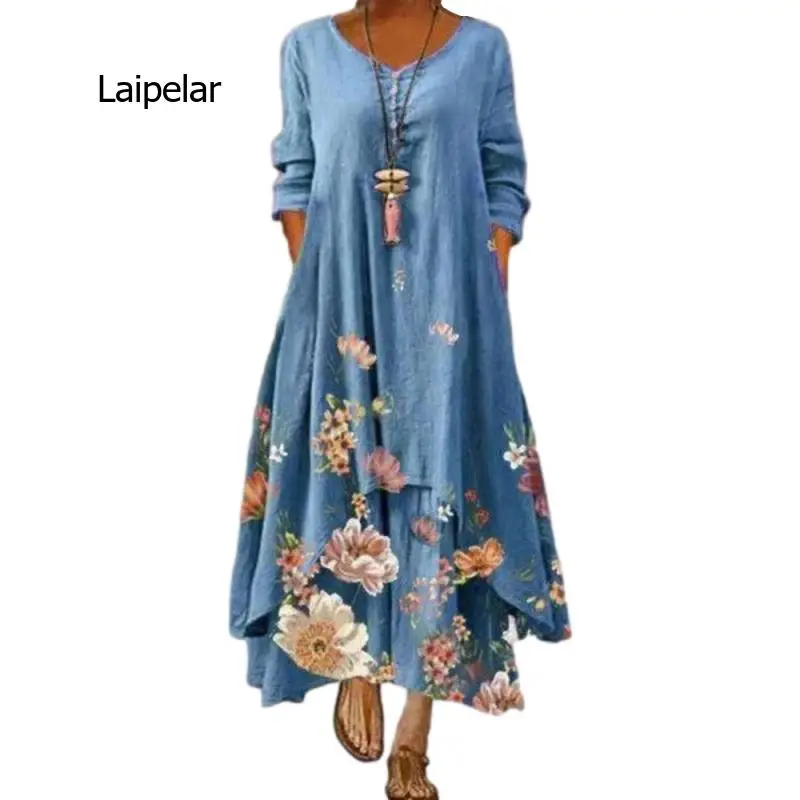 

Dress 2021 Summer Style European and American Fashion Popular Printed Long Sleeved Dress Female Ins Online Trend Hot Sale