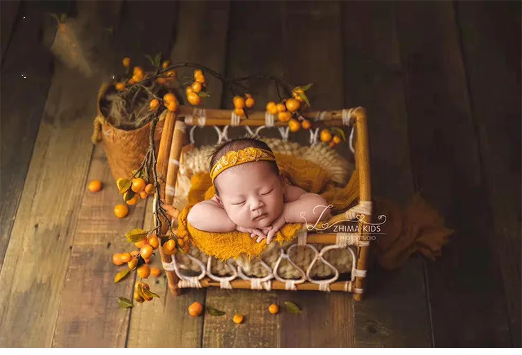 Mango Newborn Photography Props Retro Knit Cany Basket Is Taken Out Baby Baby Photo Shooting Studio Container Box Full Moon