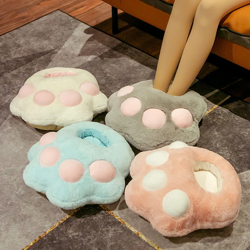 Cartoon Animals  Cat's Paw Home Big Feet Women Slippers Warm Winnter Foot Warmer  Computer Shoes