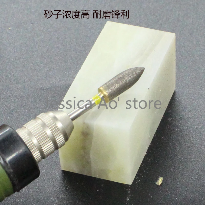 2.35mm Shank 600Grit Bronze spiekana diamentowa głowica szlifierska drobny piasek szlifowanie Burnisher Jade biżuteria porcelana polerowanie