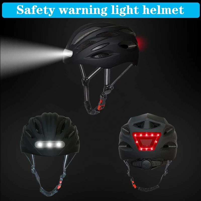 Cycling Bicycle Helmet MTB Road Bikes Helmets Integrally-mold With Light LED Lighting Reflective EPS+PC Outdoor Riding Sport Cap