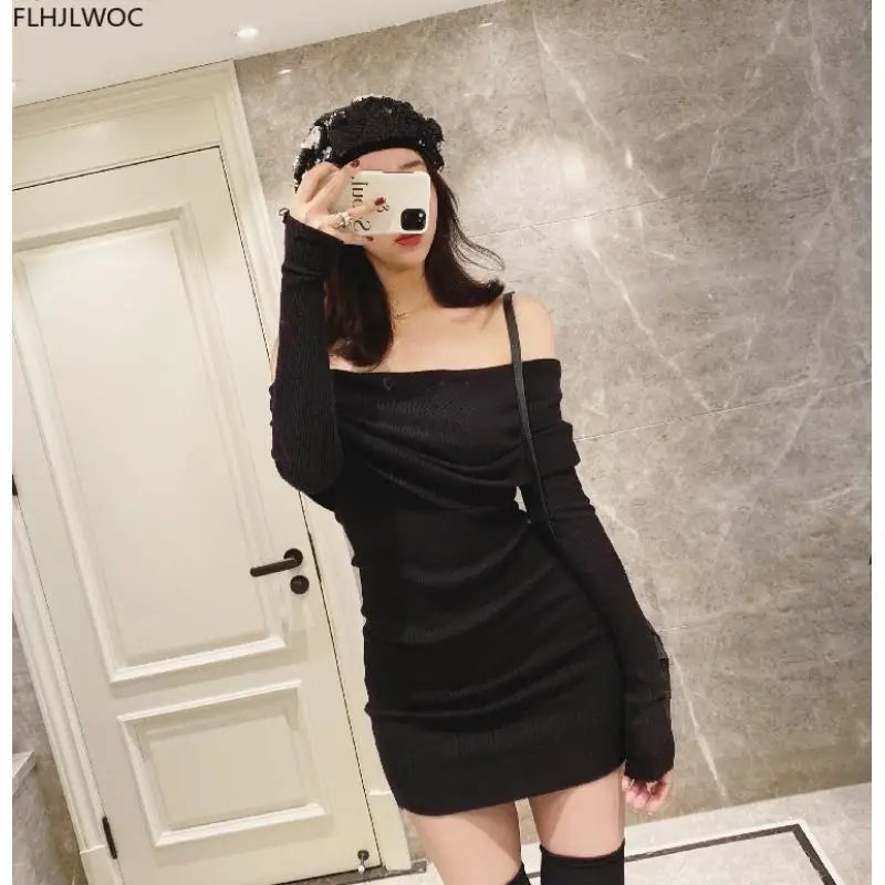 

Hot Sexy New Design Womens Winter Spring Party Date Club Wear Solid Off Shoulder Strapless Sheath Mini Pencil Knit Sweater Dress