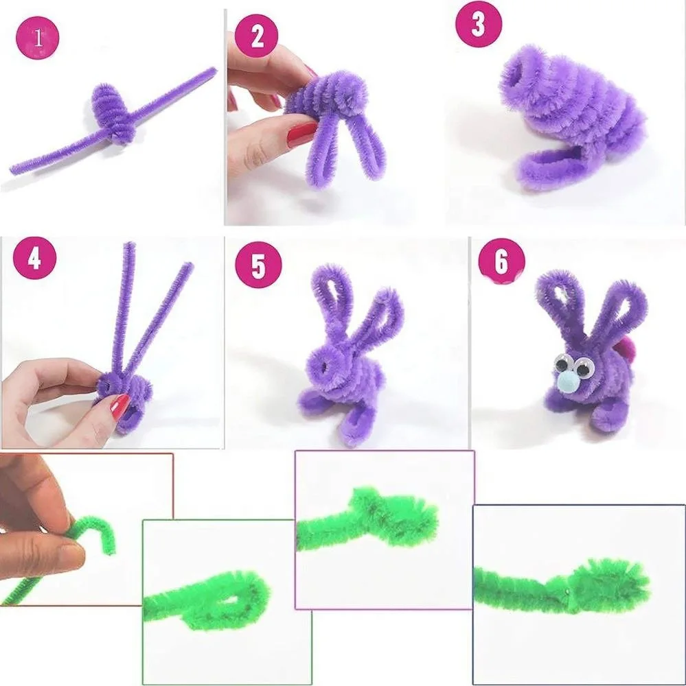 99pcs 30cm Chenille Stems Pipe Cleaners Plush Tinsel Wired Sticks Kids Toys Wedding Party Decoration DIY Handmade Craft Supplie