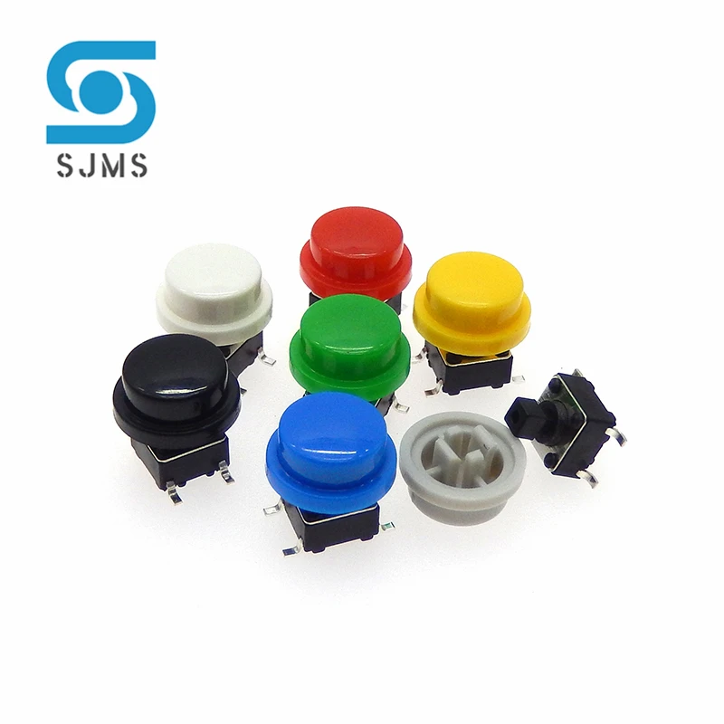 10pcs 6X6X7.3mm Momentary Tactile Tact Touch Micro Push Button Switch 6*6*7.3mm DIP-4PIN SMD-4PIN + A95 Color Switch Cap Hat