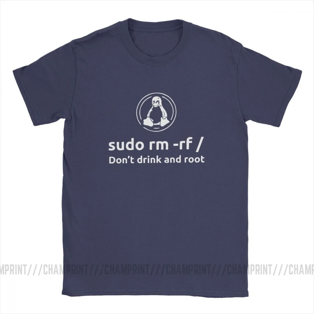 Programmer Programming Coding Coder Men T Shirt Linux Root Sudo rm - rf Funny Short Sleeve T-Shirt 100% Cotton Gift Clothes