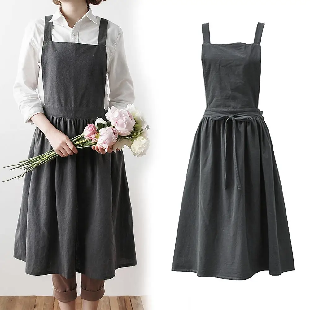 Nordic Simple Florist Apron Cotton Linen Gardening Coffee Shops Kitchen Aprons For Cooking Baking Restaurant Apron Pinafore