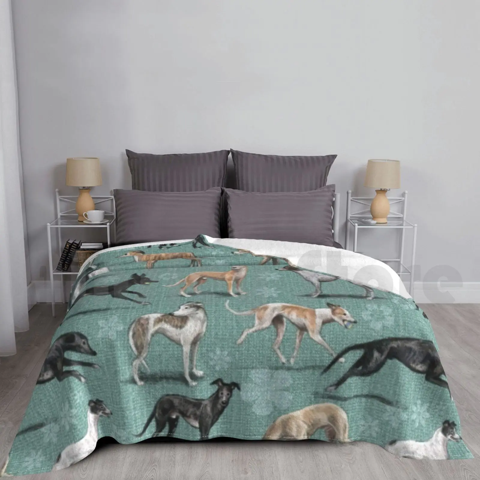 The Greyhound Blanket Fashion Custom 1703 Greyhound Lurcher Longdog Whippet Sighthound Staghound Windhund