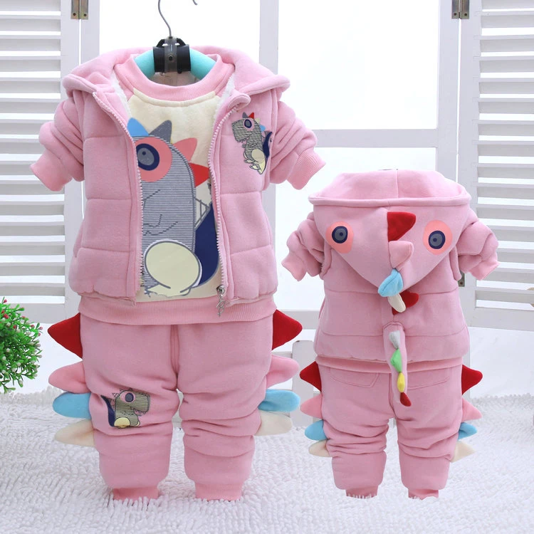 Special Offer Baby Infant Kids Cute Dinosaur Clothes 3 Pcs Set Newborn Winter Cotton Thickened Vest Coat Sweatshit Trousers P137