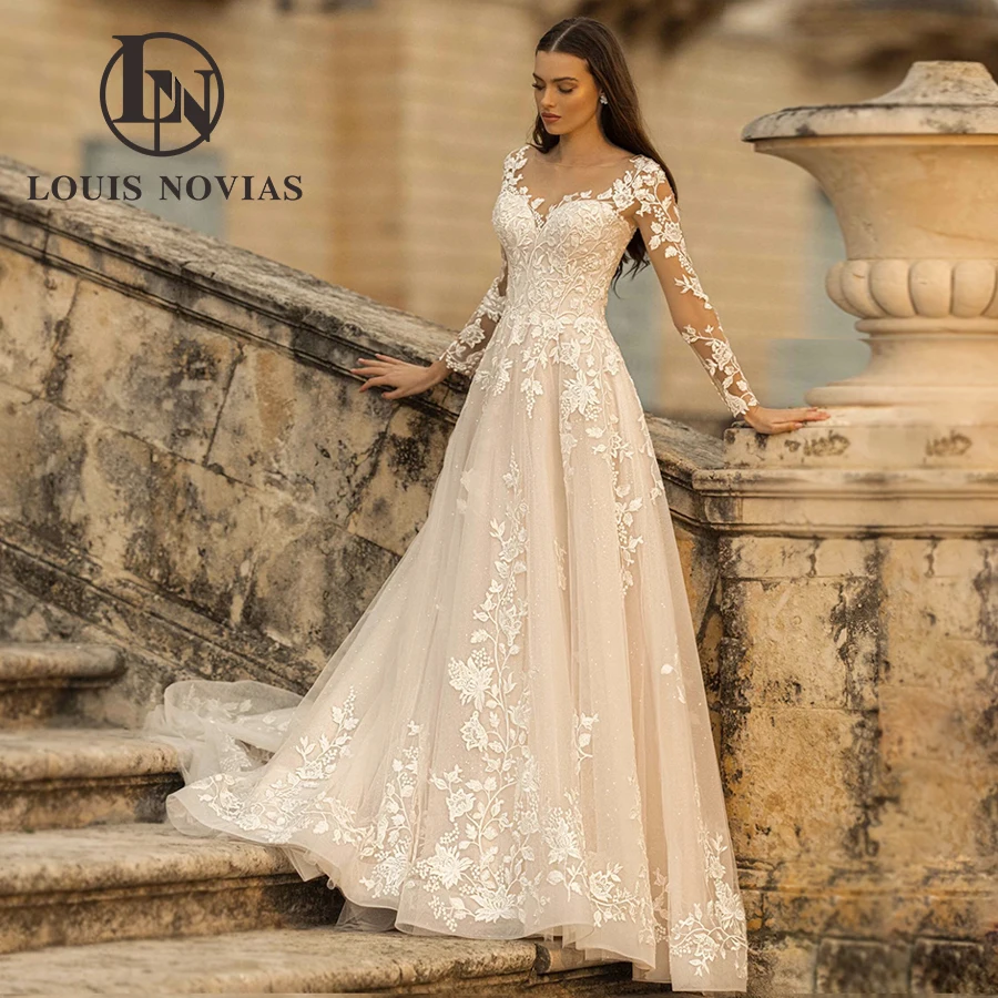 

LOUIS NOVIAS New Arrival A-Line Bridal Dresses For Women Appliques Sweetheart Embroidery Gown Vestidos De Novia