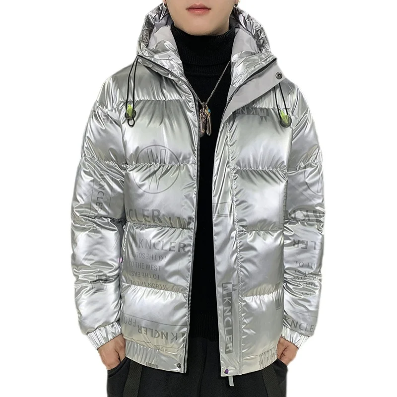 Nice Men Parka Winter Glossy White Duck Down Jacket Coat Mens Warm Jackets Male Hooded Zipper Down Coats Parkas