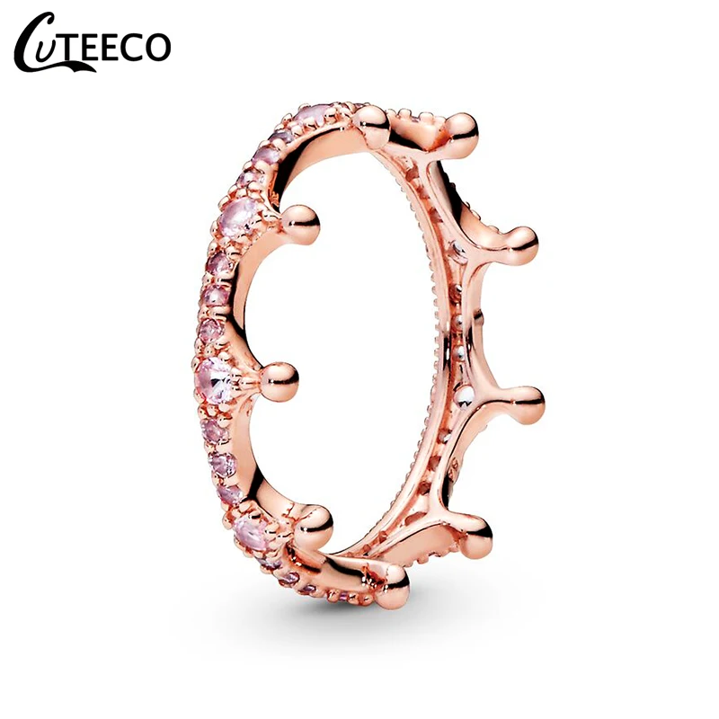 CUTEECO Fashion Magic Crown Zircon Rings for Women 2019 New Wedding Ring Engagement Luxurious Jewelry Valentine\'s Day Gift