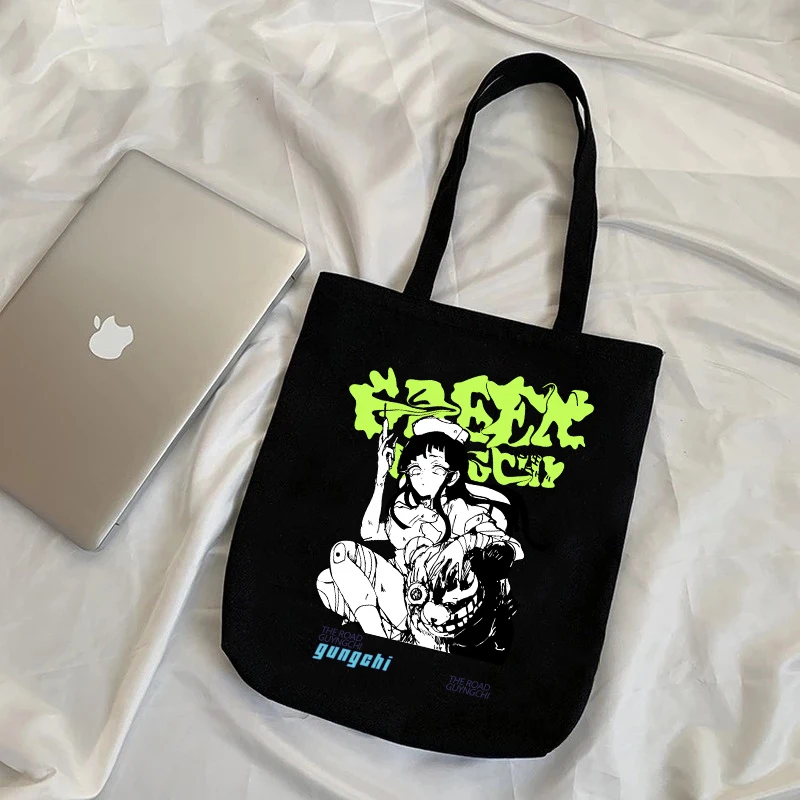 Harajuku Anime Graphic Ladies Shopping Bag Handbags Kawaii Cloth Canvas Tote Bags Women Y2k Reusable Shoulder Shopper Bags сумка