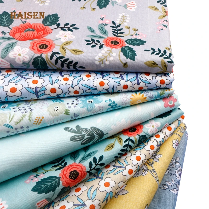 Haisen,8 pz/pacco, tessuto di cotone Twill stampato floreale, panno Patchwork per trapuntatura fai da te cucito materiale per quarti di grasso per