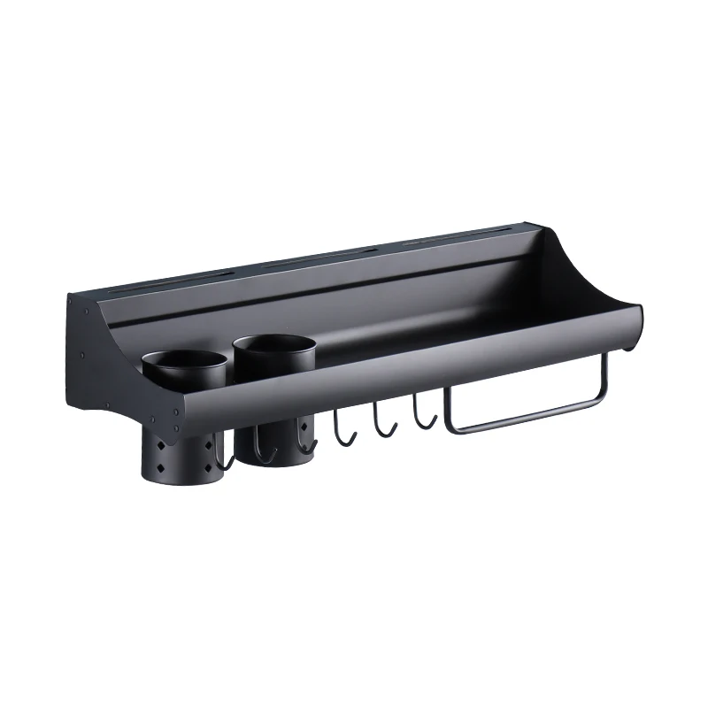 No punching kitchen shelf wall mounted supplies multifunctional condiment seasoning storage artifact hanging shelf knife rest