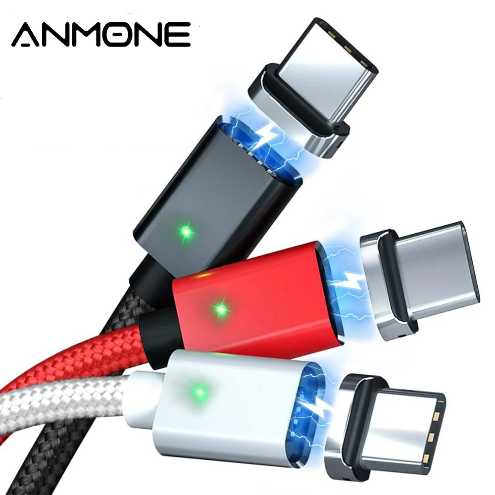 ANMONE Magnetic Cable Type C USB Charging Quick charge 3.0 Type-C Cables Fast Charger Data Sync Wire Nylon Mobile Phone Cables