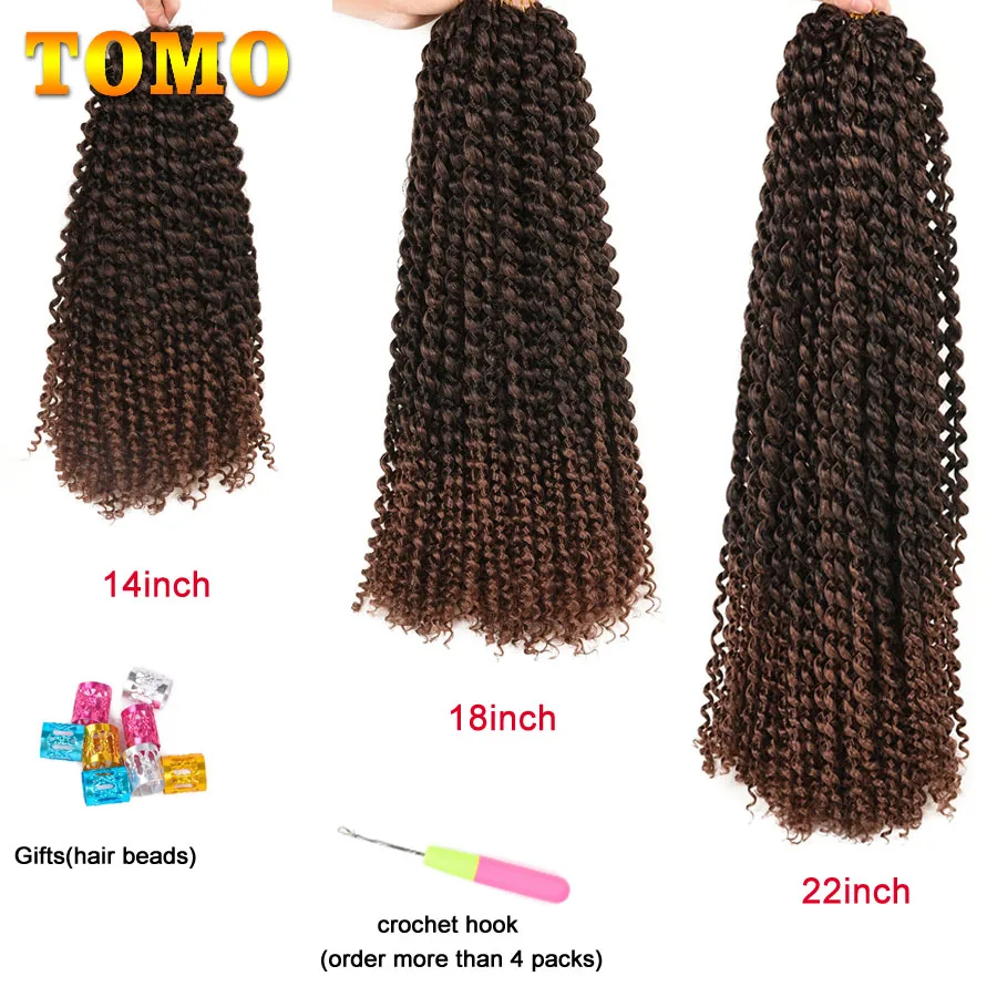 TOMO Passion Twist Hair 14 18 22 Cal długa fala wody szydełkowane syntetyczne warkoczyki z włosów czeski Twist przedłużanie włosów