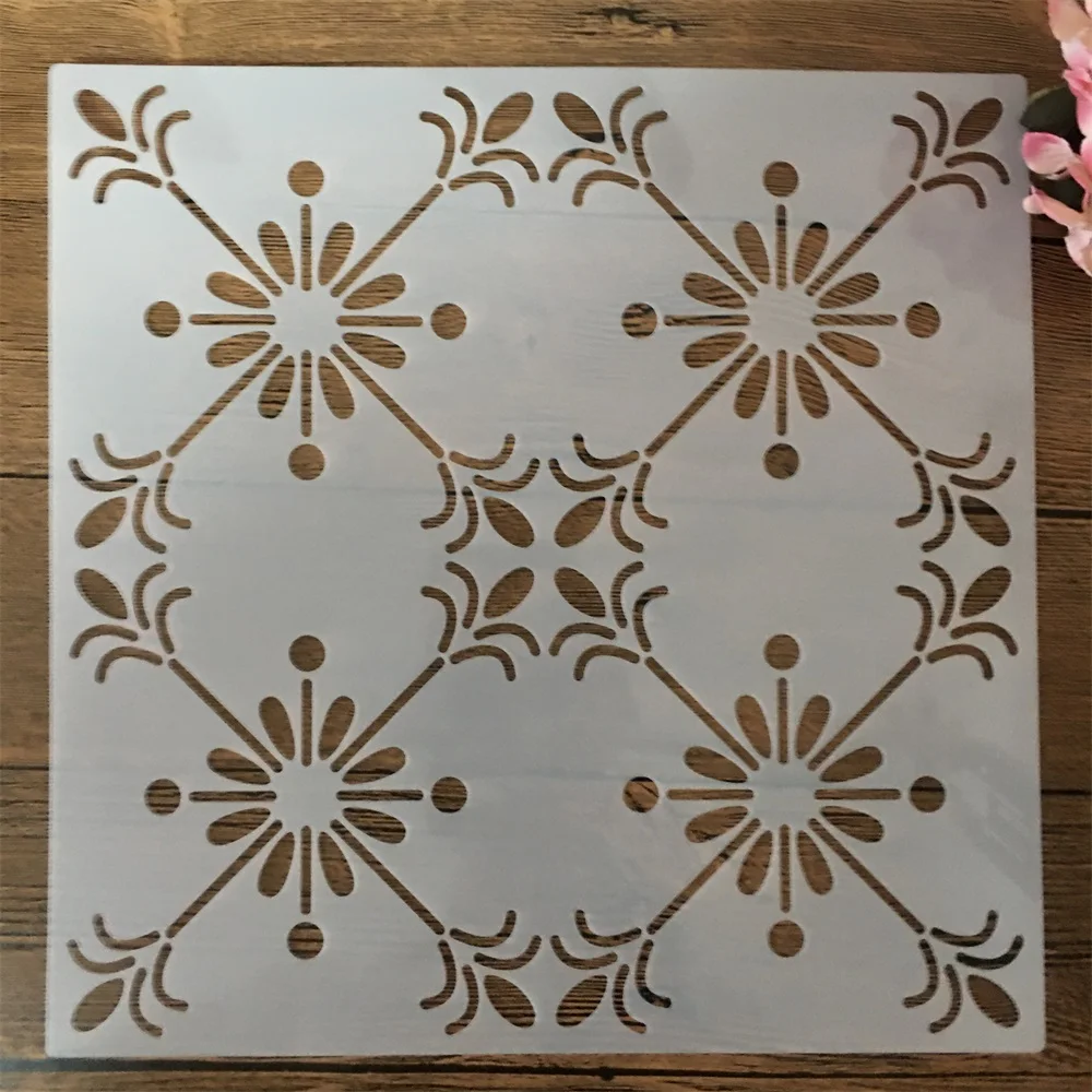 30*30cm geometria Mandala kwadratowy kwiatowy DIY nakładania warstw szablony malowanie księga gości kolorowanie tłoczenie Album dekoracyjny szablon