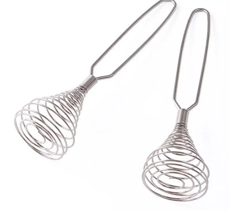 Egg Beater Spring Coil Wire Whisk Hand Mixer Blender Stainless Steel Egg Tools Handle Stiring Kitchen Tool SN3516