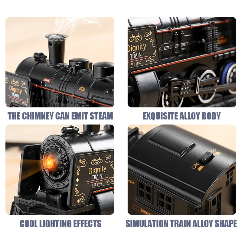 Electric Train Toy Car Railway and Tracks Steam Locomotive Engine Diecast Model Educational Game Boys Toys for Children Kid Gift