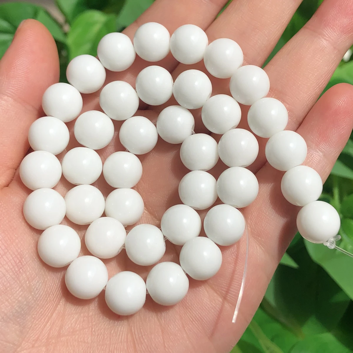 Natural White Agates Stone Smooth Round Beads For Jewelry Making 4/6/8/10/12mm Spacer Loose Beads Diy Bracelets Jewellery 15\