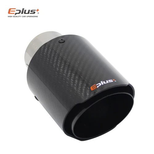 Imagen 2 del producto EPLUS-silenciador de fibra de carbono brillante para coche, sistema de escape con punta, boquilla Universal recta de acero inoxidable, color negro
