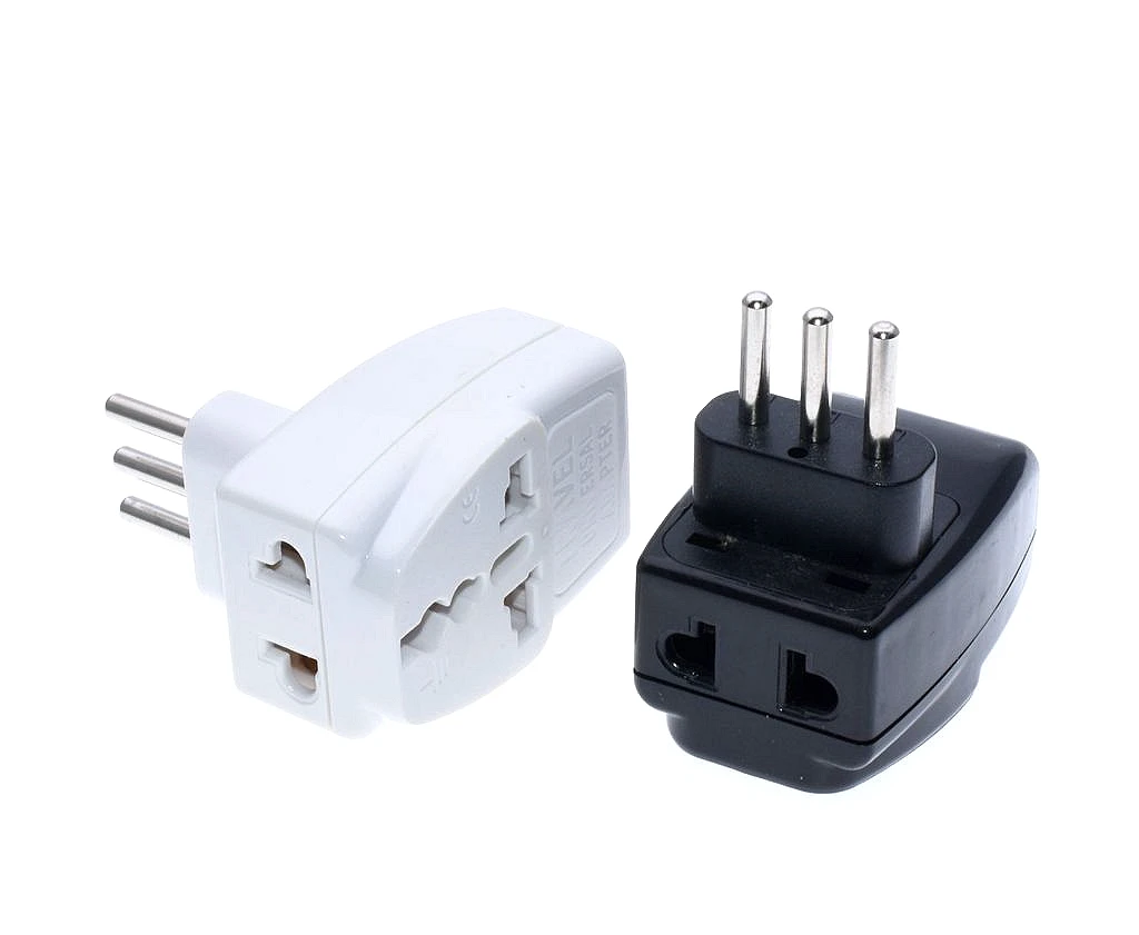 Italian, Uruguay Travel Plug Adapter Type L 3 Way Multi Port Outlet Convert AU/UK/EU/GE/US.... World Plug AC100~250V 10A Black