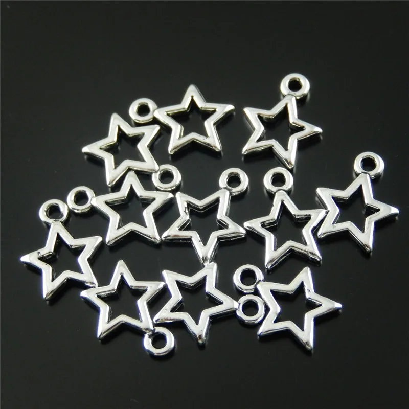 Graceangie 50pcs Mini Small Five-pointed Star Charms Antique Pendant Handmade Hanging Crafts Finding