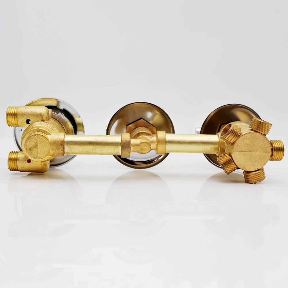 Imagem -03 - Latão Válvula Termostática do Chuveiro Válvula Desviadora Coluna do Chuveiro Misturador Banho de Banho Saída Botões Integral