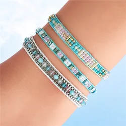 BLUESTAR 3pcs Women Handmade Braided Charm Bangle Female Bohemian Woven Crystal Bead MIYUKI Bracelets